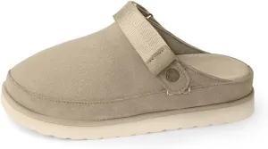 Women's Suede Platform Clogs with Strap Comfy Indoor Outdoor Mules Adjustable Goldenstar Clogs Slippers for Women