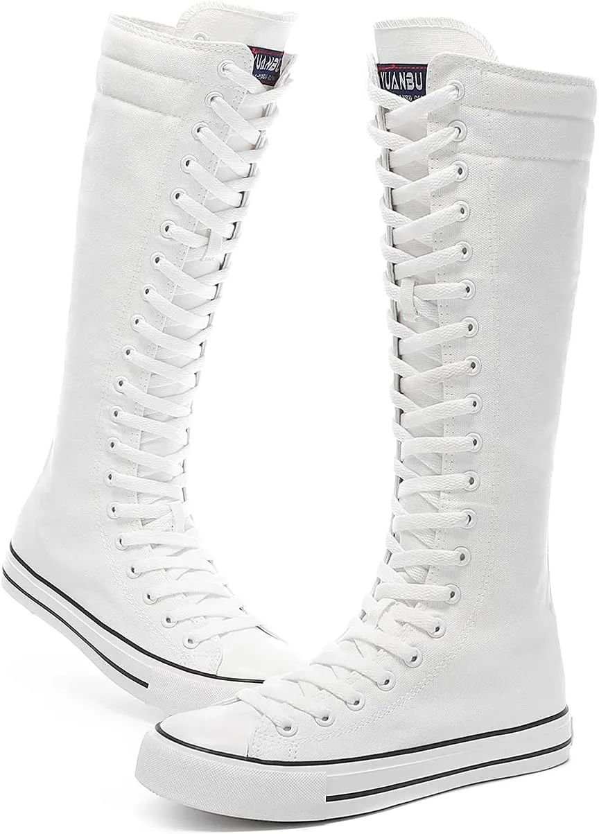 Women's Tall Canvas Lace up Knee High Sneakers