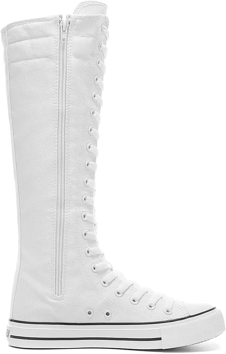 Women's Tall Canvas Lace up Knee High Sneakers