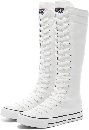 Women's Tall Canvas Lace up Knee High Sneakers