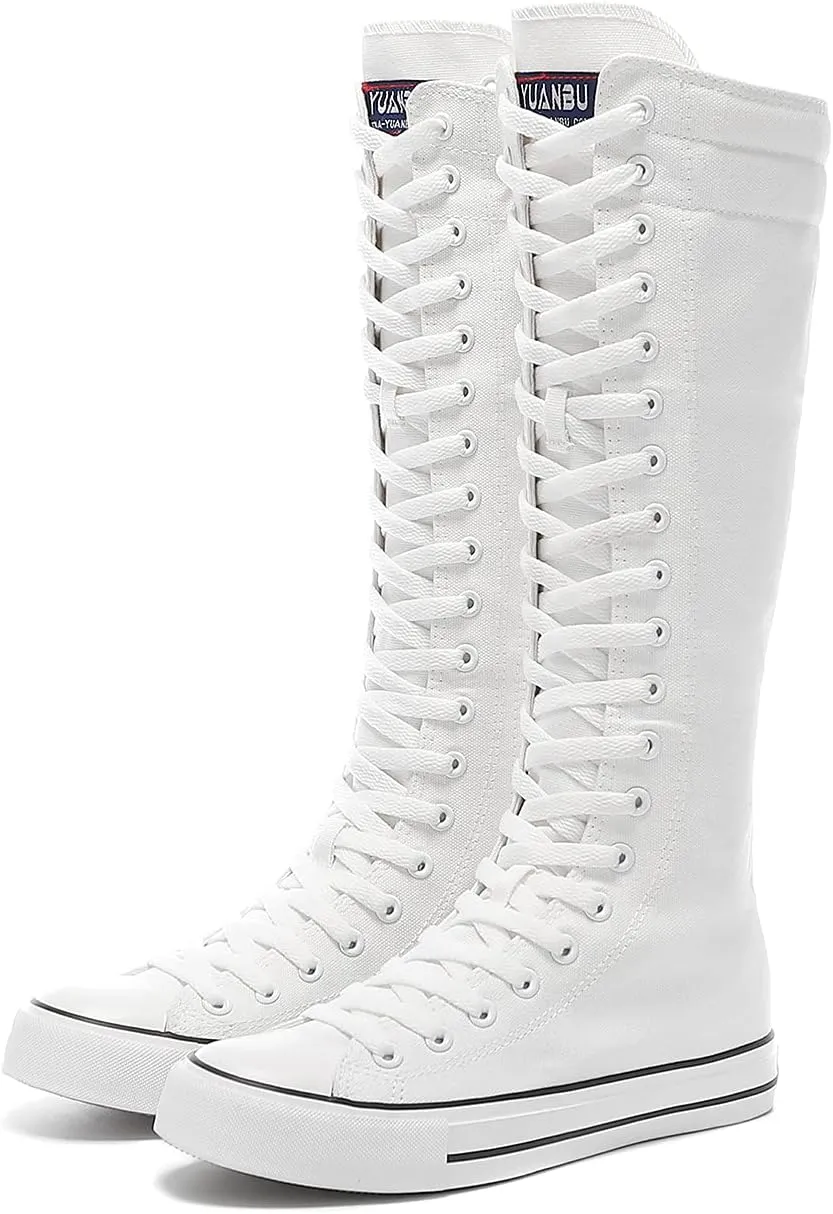 Women's Tall Canvas Lace up Knee High Sneakers