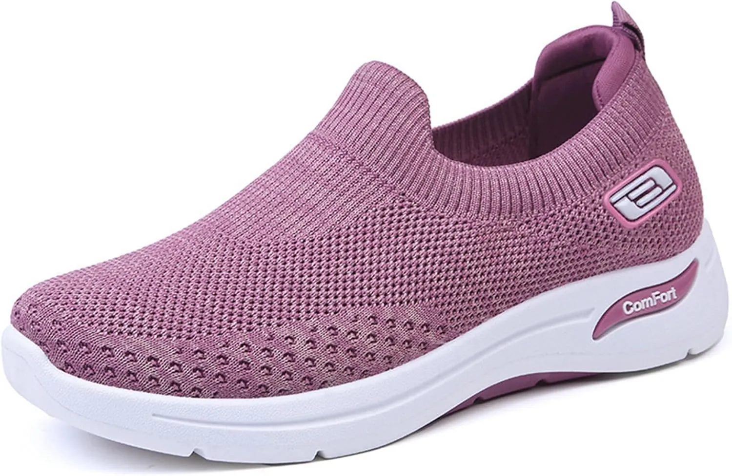 Womens Tennis Shoes Soft Knitted Fabric Mesh Casual Non Slip Sneakers Breathable Lightweight with Arch Support Slip On Walking Shoes Comfort Wear Orthowear Shoe
