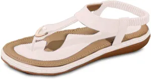 Women's Thong Flip Flops - Floral Slingbacks with Soft Wide Strap & Ornamental Cutouts Wedges Sandals for Women Size 4