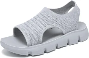 Women's Walking Sandals Comfortable Slip-On Mesh Beach Sandals Lightweight Open-Toe Summer Shoes
