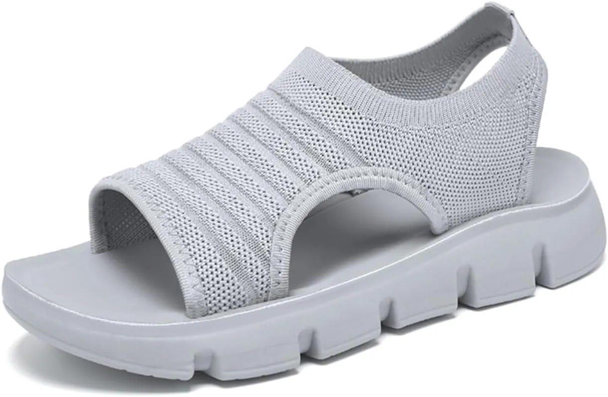 Women's Walking Sandals Comfortable Slip-On Mesh Beach Sandals Lightweight Open-Toe Summer Shoes