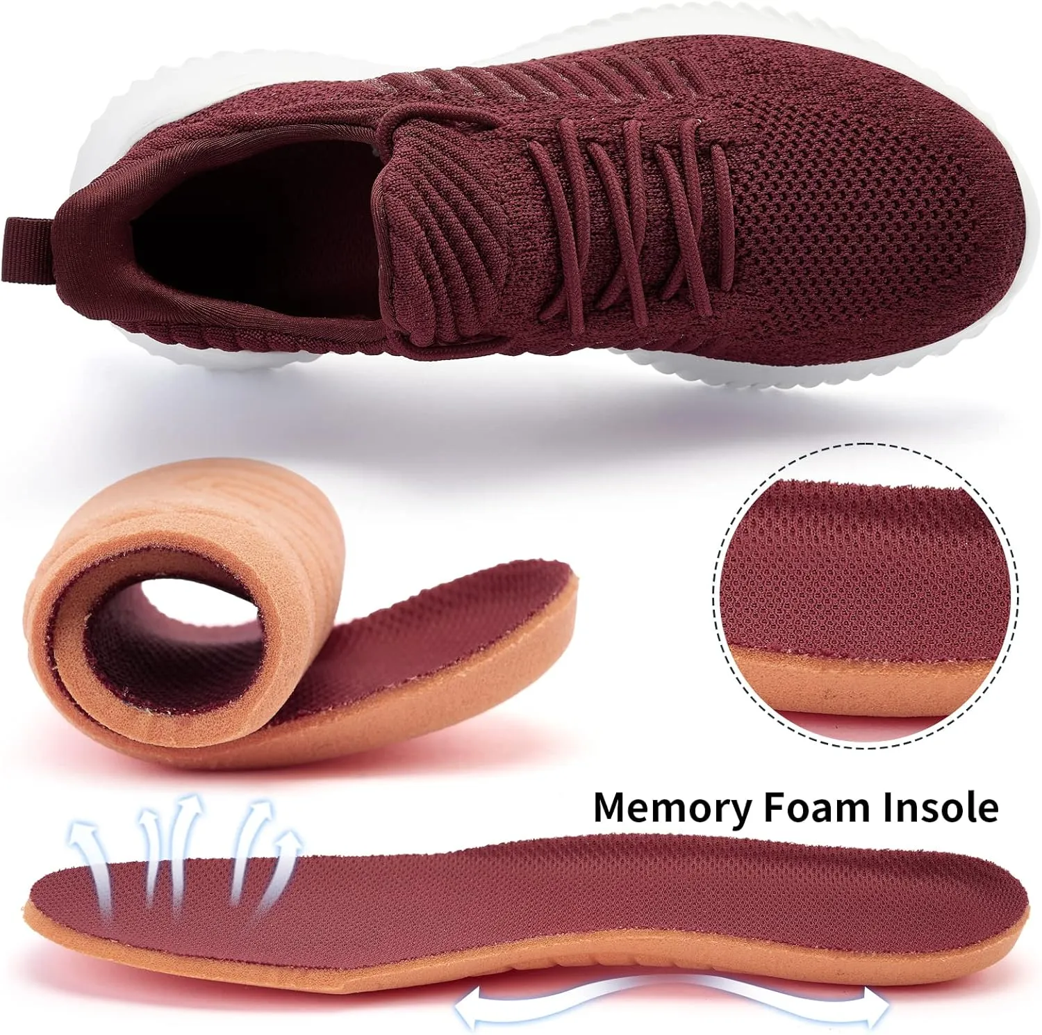 Womens Walking Shoes - Slip On Tennis Running Shoes Memory Foam Lightweight Work Sneakers for Indoor Outdoor Gym