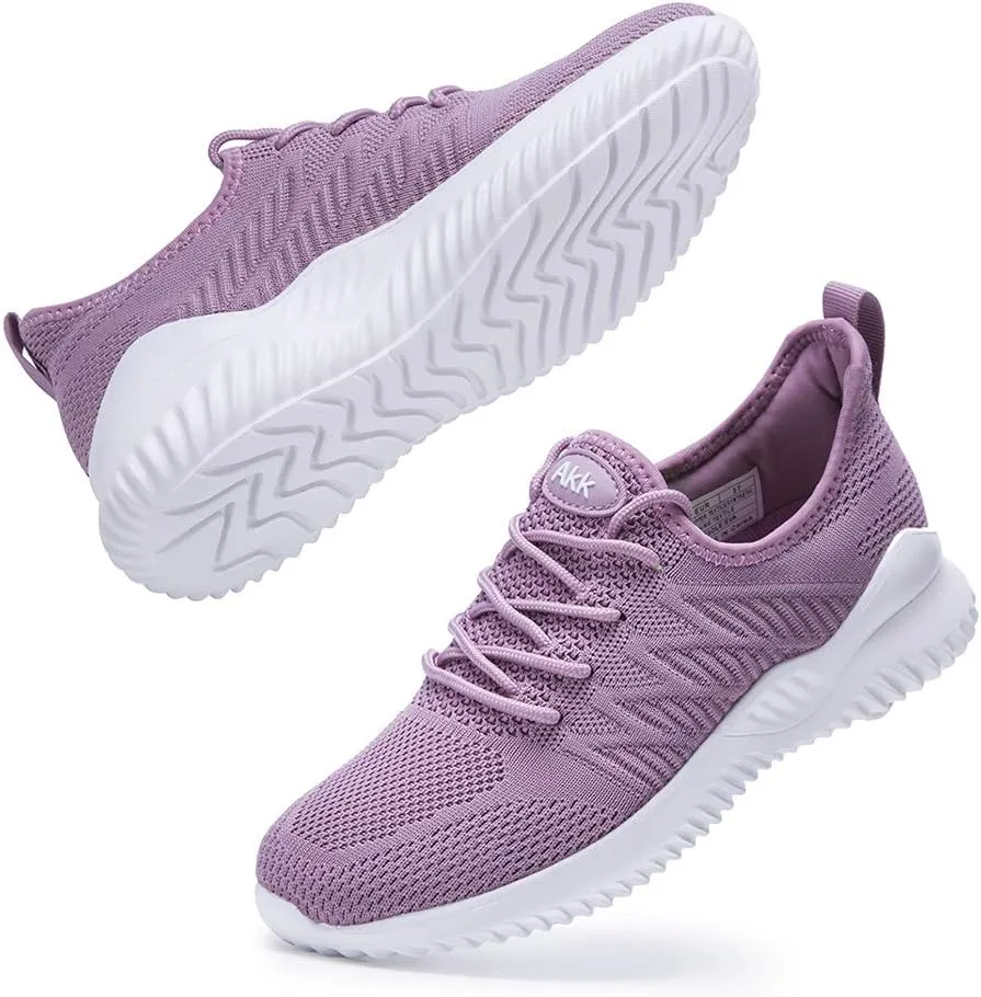 Womens Walking Tennis Shoes - Slip On Memory Foam Lightweight Casual Sneakers for Gym Travel Work