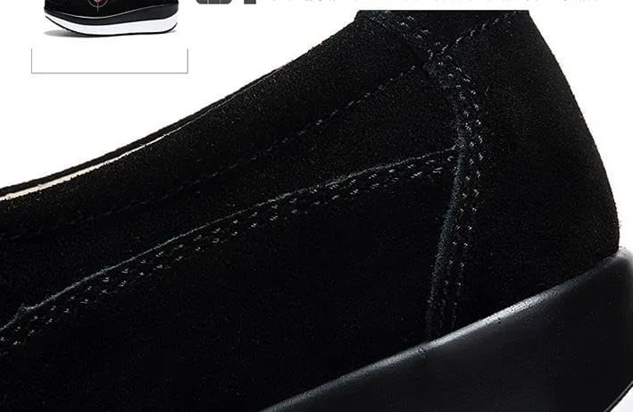 Women's Winter Fleece Warm Platform Loafers Slip-On Wedge Loafers Comfortable, Thick and Soft Platform Casual Walking Shoes Suede Loafers Snow Boot Ankle Boots