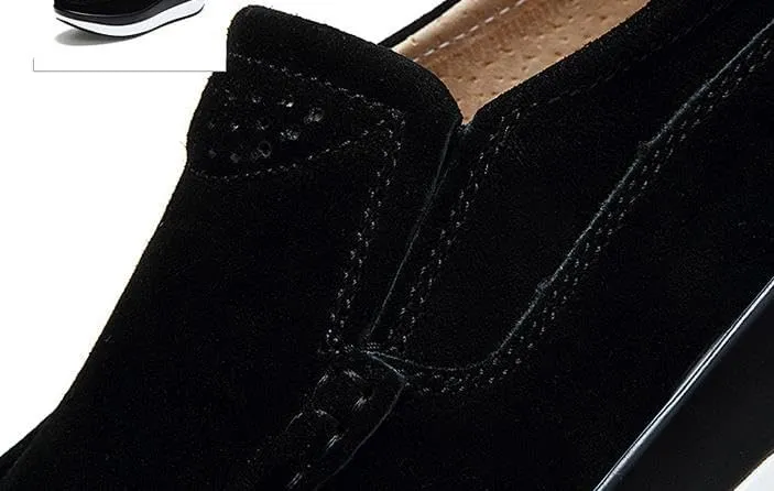 Women's Winter Fleece Warm Platform Loafers Slip-On Wedge Loafers Comfortable, Thick and Soft Platform Casual Walking Shoes Suede Loafers Snow Boot Ankle Boots
