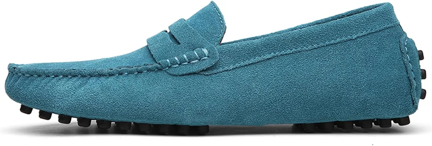 WUIWUIYU Men's Loafers Casual Slip On Shoes Soft Penny Loafers for Men Lightweight Suede Big Size Driving Boat Shoes Moccasins
