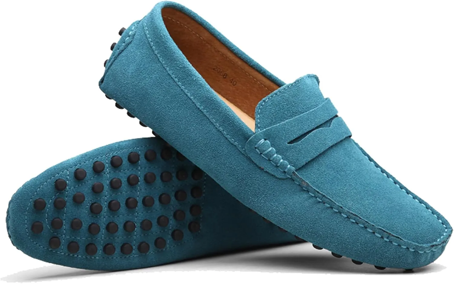 WUIWUIYU Men's Loafers Casual Slip On Shoes Soft Penny Loafers for Men Lightweight Suede Big Size Driving Boat Shoes Moccasins
