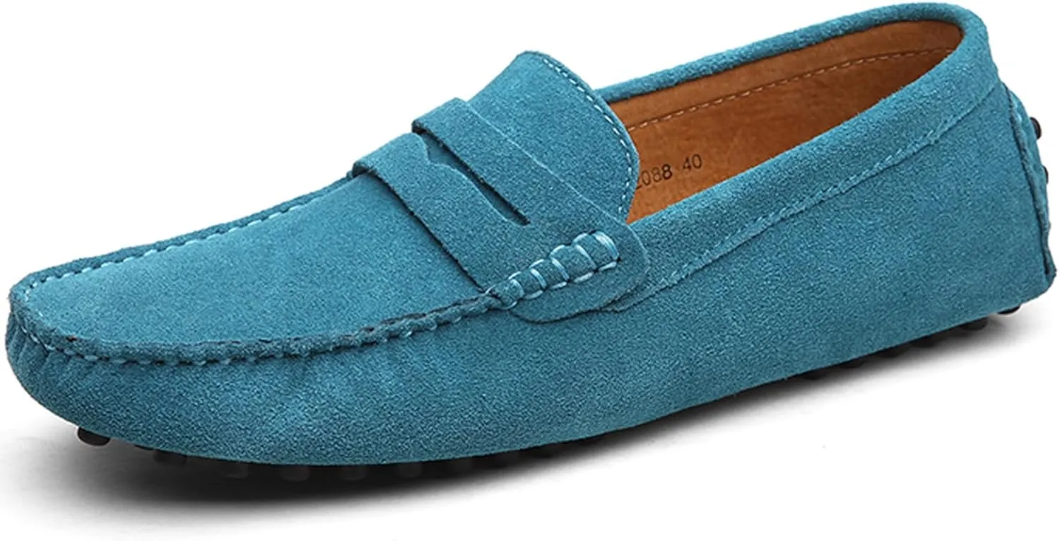 WUIWUIYU Men's Loafers Casual Slip On Shoes Soft Penny Loafers for Men Lightweight Suede Big Size Driving Boat Shoes Moccasins