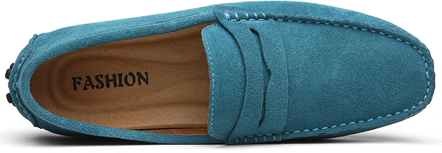 WUIWUIYU Men's Loafers Casual Slip On Shoes Soft Penny Loafers for Men Lightweight Suede Big Size Driving Boat Shoes Moccasins