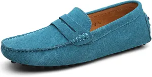 WUIWUIYU Men's Loafers Casual Slip On Shoes Soft Penny Loafers for Men Lightweight Suede Big Size Driving Boat Shoes Moccasins