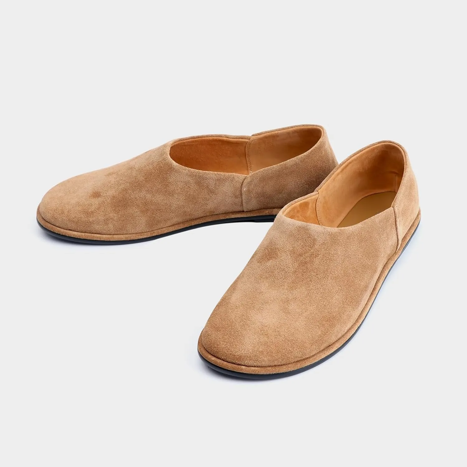 XOBZJH Leather Suede Penny Loafers Slip on Driver Shoes for Mens Flats Moccasins Work Comfortable Business Casual Light Shoes
