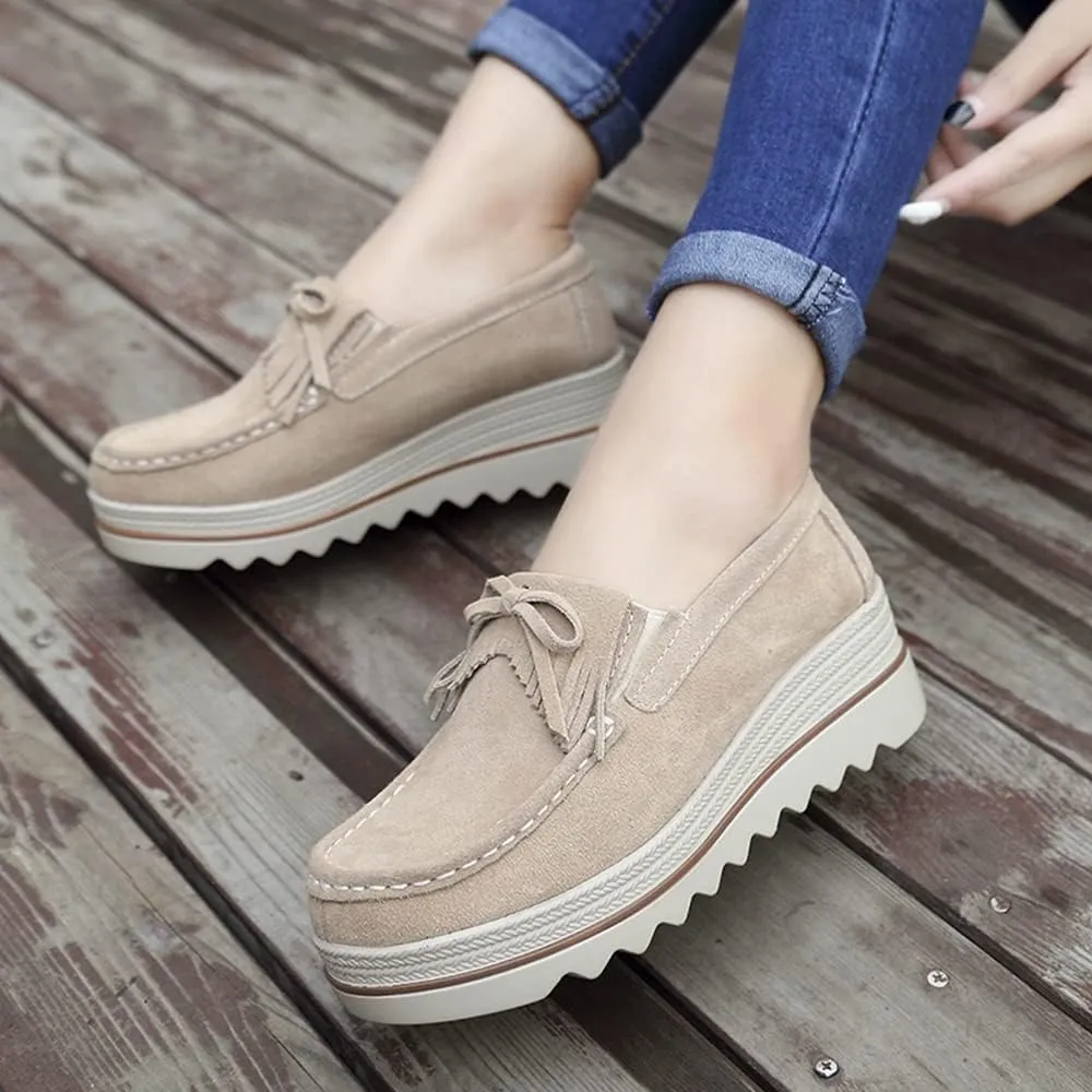 YING LAN Women Slip On Loafers Comfort Suede Moccasins Wide Low Top Shoes
