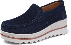 YING LAN Women Slip On Loafers Comfort Suede Moccasins Wide Low Top Shoes