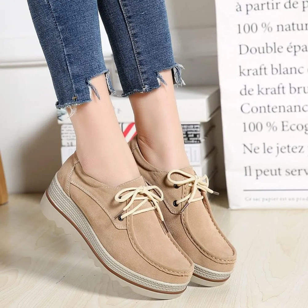 YING LAN Women Slip On Loafers Comfort Suede Moccasins Wide Low Top Shoes