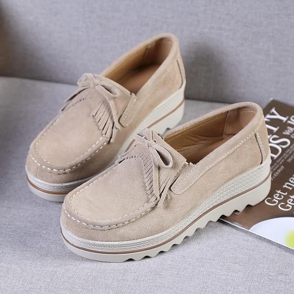 YING LAN Women Slip On Loafers Comfort Suede Moccasins Wide Low Top Shoes