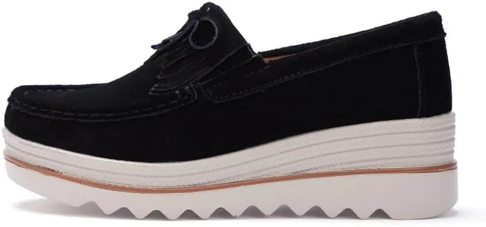 YING LAN Women Slip On Loafers Comfort Suede Moccasins Wide Low Top Shoes