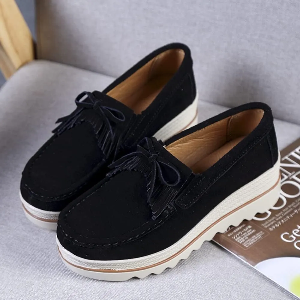 YING LAN Women Slip On Loafers Comfort Suede Moccasins Wide Low Top Shoes