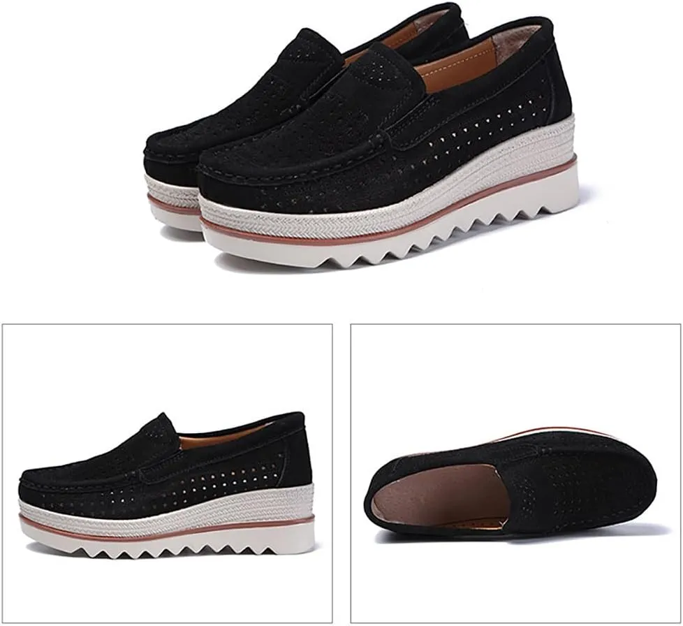 YING LAN Women Slip On Loafers Comfort Suede Moccasins Wide Low Top Shoes
