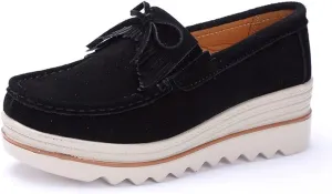 YING LAN Women Slip On Loafers Comfort Suede Moccasins Wide Low Top Shoes