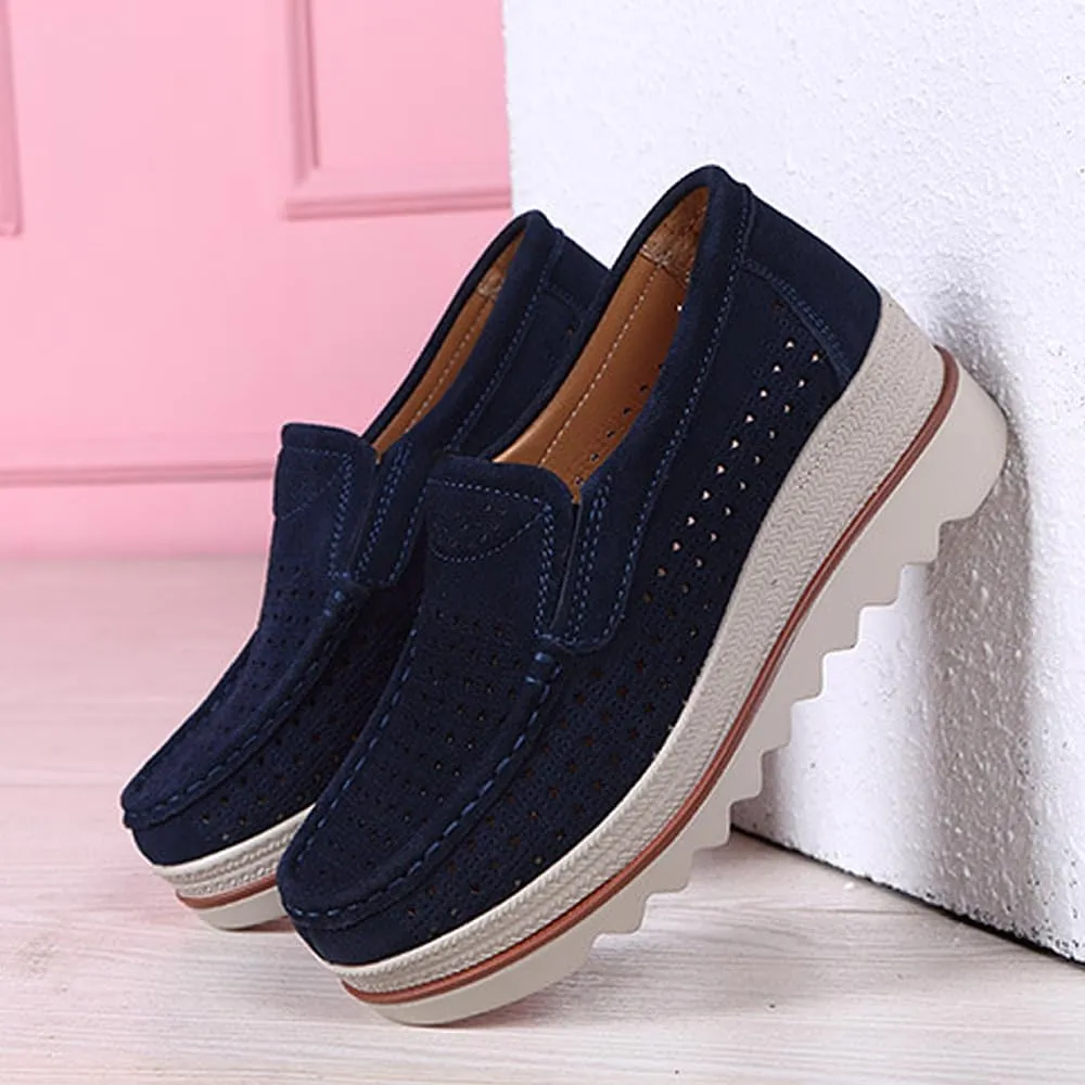 YING LAN Women Slip On Loafers Comfort Suede Moccasins Wide Low Top Shoes