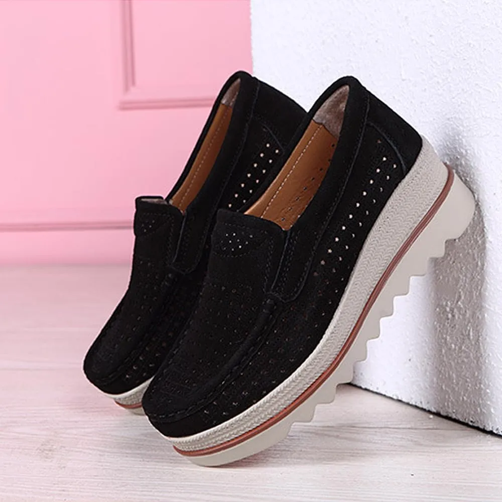 YING LAN Women Slip On Loafers Comfort Suede Moccasins Wide Low Top Shoes