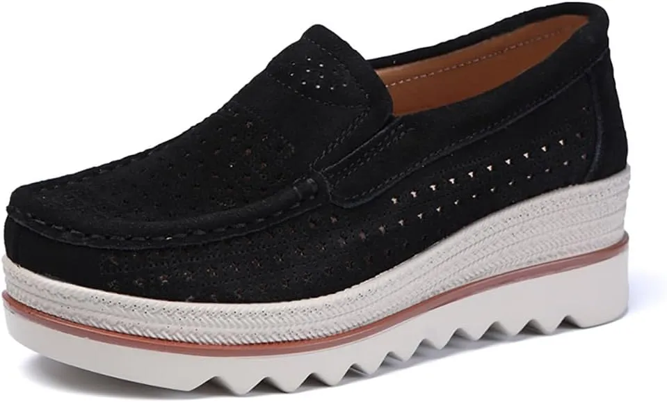 YING LAN Women Slip On Loafers Comfort Suede Moccasins Wide Low Top Shoes