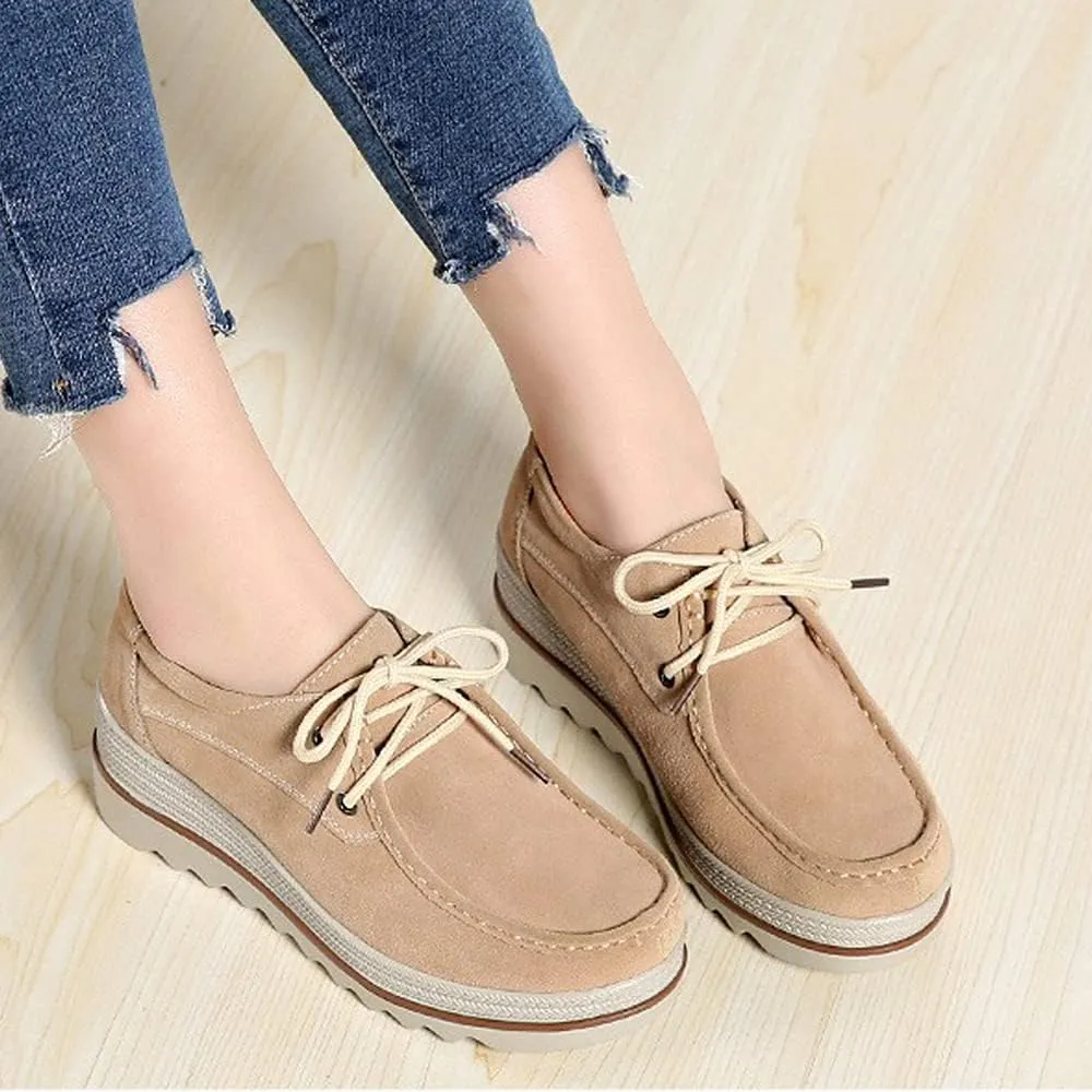 YING LAN Women Slip On Loafers Comfort Suede Moccasins Wide Low Top Shoes