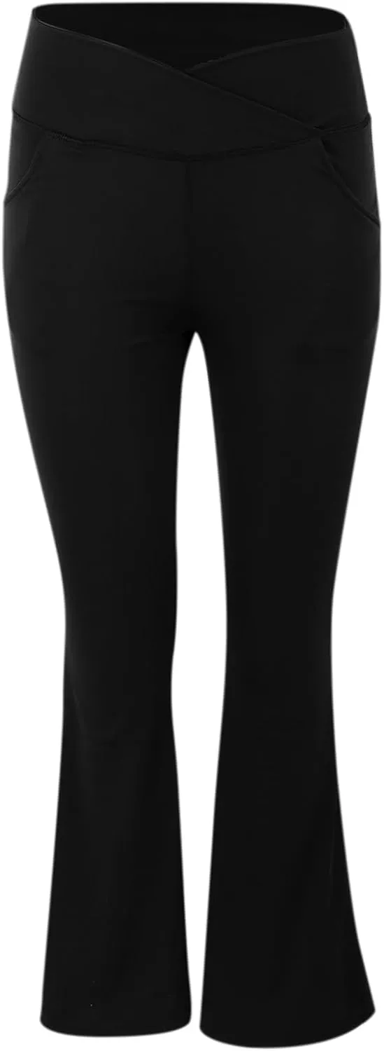 Yoga Pants Women with Pockets Stretch Straight Leg High Waist Compression Tummy Control Athletic Flare Leggings