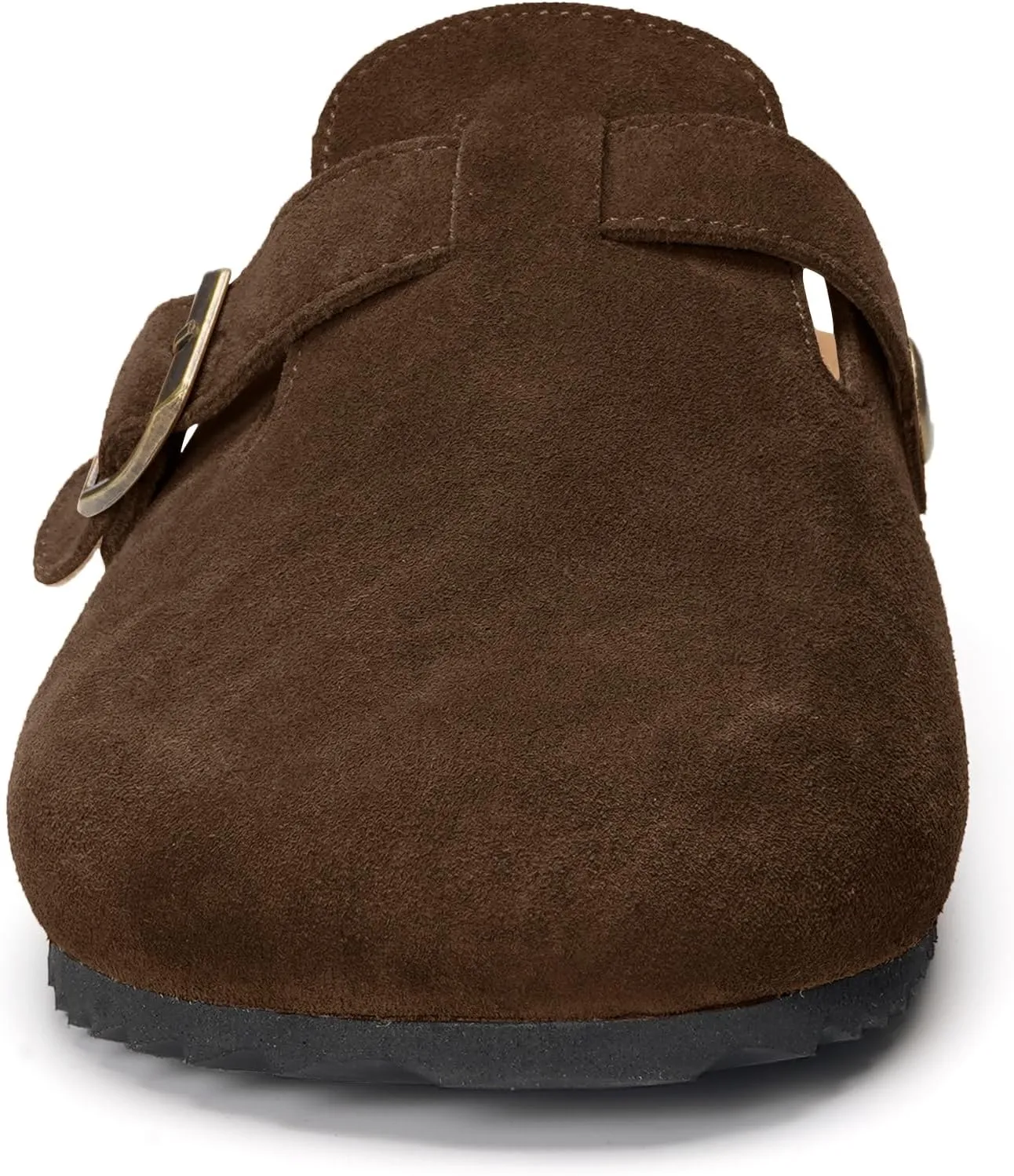 ZUSERIS Women's Men's Suede Clogs Leather Mules Cork Footbed Potato Shoes Comfort Slip on Sandals with Arch Support