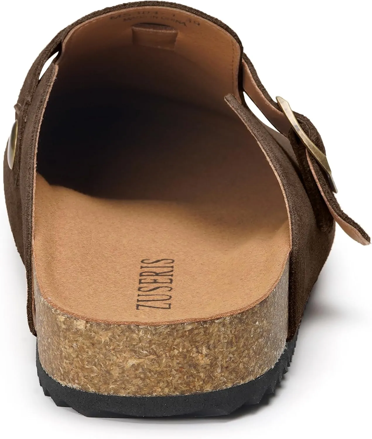 ZUSERIS Women's Men's Suede Clogs Leather Mules Cork Footbed Potato Shoes Comfort Slip on Sandals with Arch Support