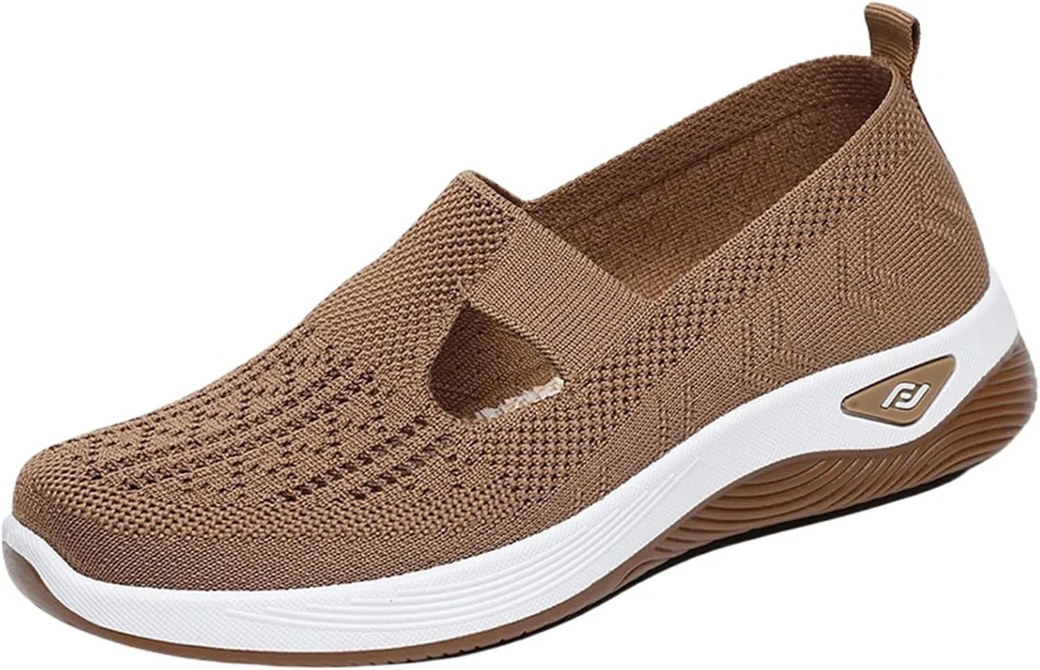 ZWRXW Orthopedic Flats for Women Lightweight Comfortable Arch Support Sneaker Breathable Knitted Soft Non-Slip Mesh Up Footwear Woven Work Walking Shoe